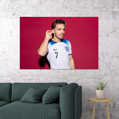 Jack Grealish England World Soccer Fans 2022 Poster Wall Art Print Home Wall Decor - xonomax