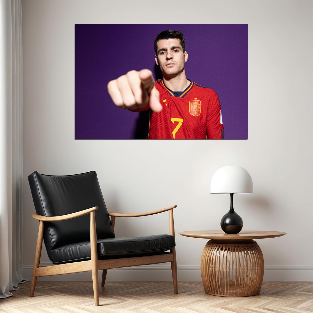 Alvaro Morata Spain World Soccer Fans 2022 Poster Wall Art Print Home Wall Decor - xonomax