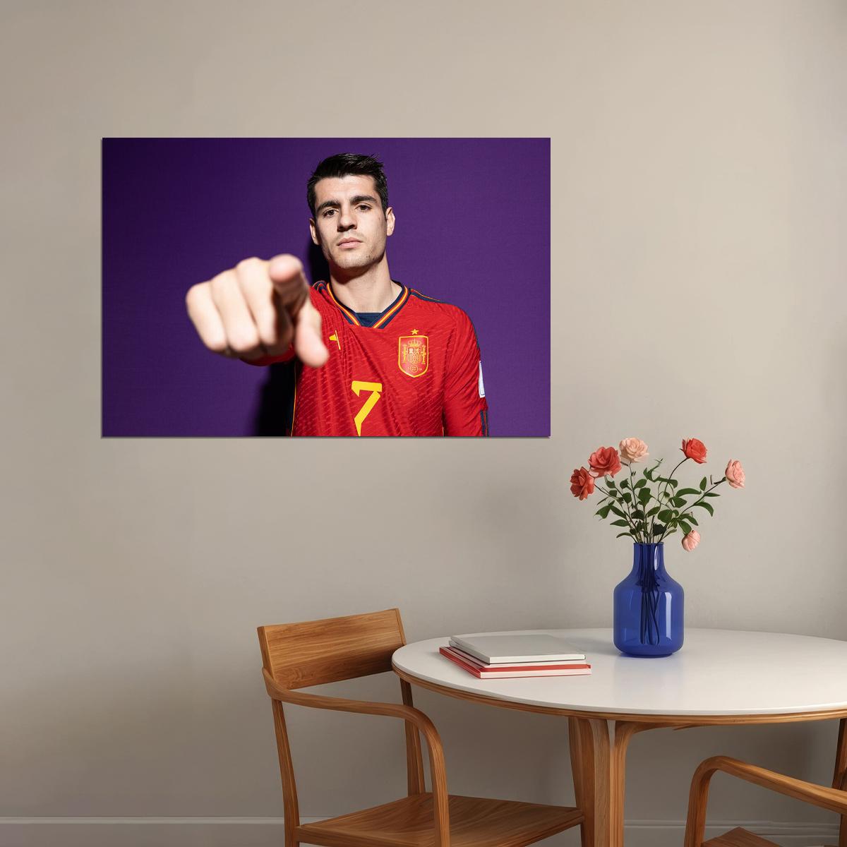 Alvaro Morata Spain World Soccer Fans 2022 Poster Wall Art Print Home Wall Decor - xonomax