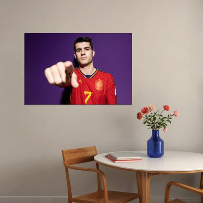 Alvaro Morata Spain World Soccer Fans 2022 Poster Wall Art Print Home Wall Decor - xonomax