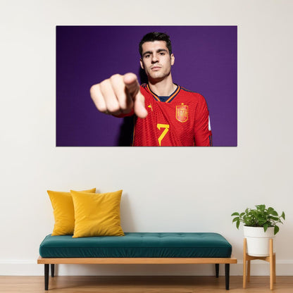 Alvaro Morata Spain World Soccer Fans 2022 Poster Wall Art Print Home Wall Decor - xonomax
