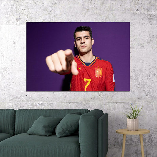 Alvaro Morata Spain World Soccer Fans 2022 Poster Wall Art Print Home Wall Decor - xonomax