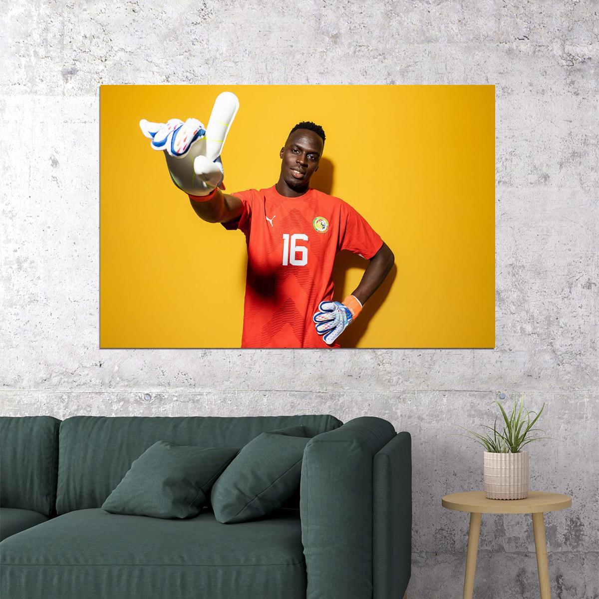Edouard Mendy Senegal World Soccer Fans 2022 Poster Wall Art Print Home Wall Decor - xonomax