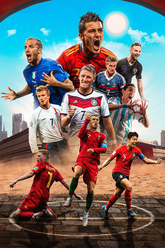 Soccer Number 7 Villa Del Piero Rakitic Schweinsteiger Poster Wall Art Print Home Wall Decor - xonomax