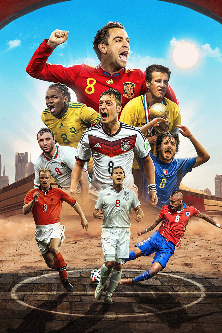 Soccer Number 8 Xavi Dunga Ozil Stoichkov Gattuso Bergkamp Poster Wall Art Print Home Wall Decor - xonomax