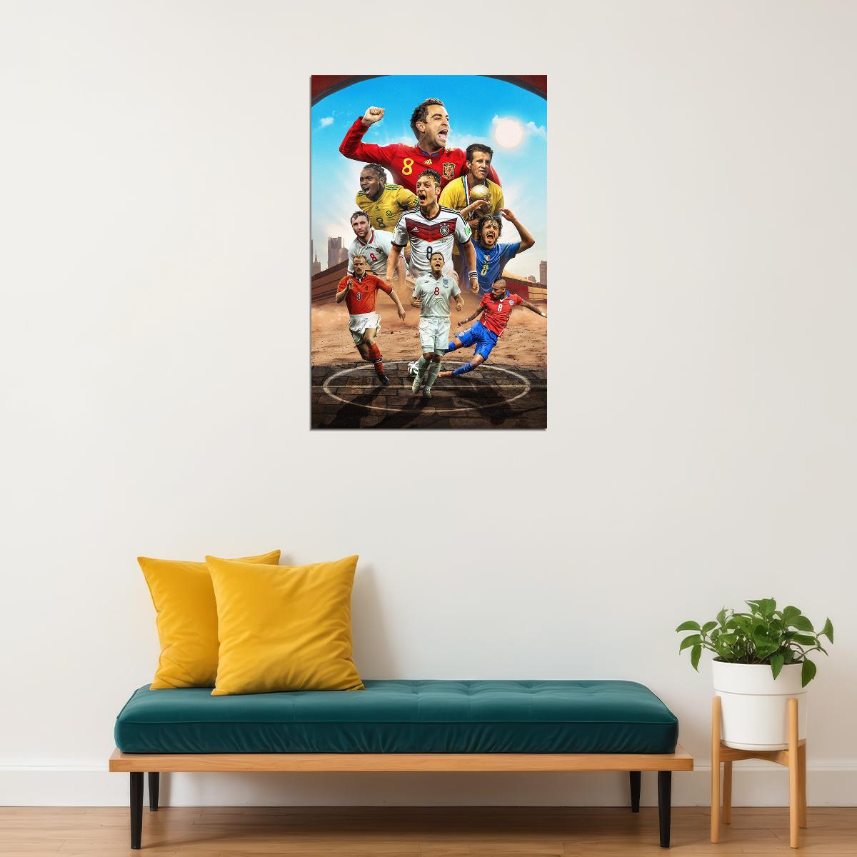 Soccer Number 8 Xavi Dunga Ozil Stoichkov Gattuso Bergkamp Poster Wall Art Print Home Wall Decor - xonomax