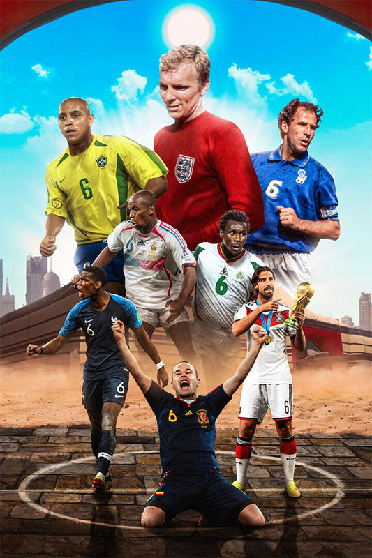 Soccer Number 6 Carlos Iniesta Pogba Khedira Poster Wall Art Print Home Wall Decor - xonomax