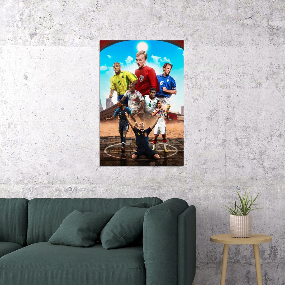 Soccer Number 6 Carlos Iniesta Pogba Khedira Poster Wall Art Print Home Wall Decor - xonomax