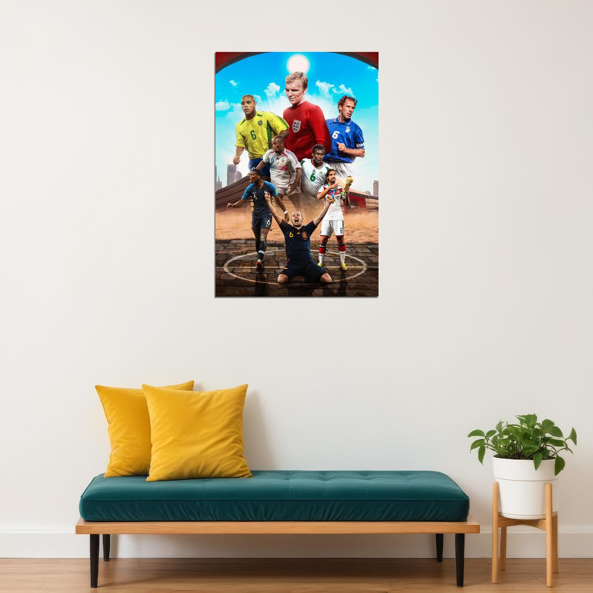 Soccer Number 6 Carlos Iniesta Pogba Khedira Poster Wall Art Print Home Wall Decor - xonomax