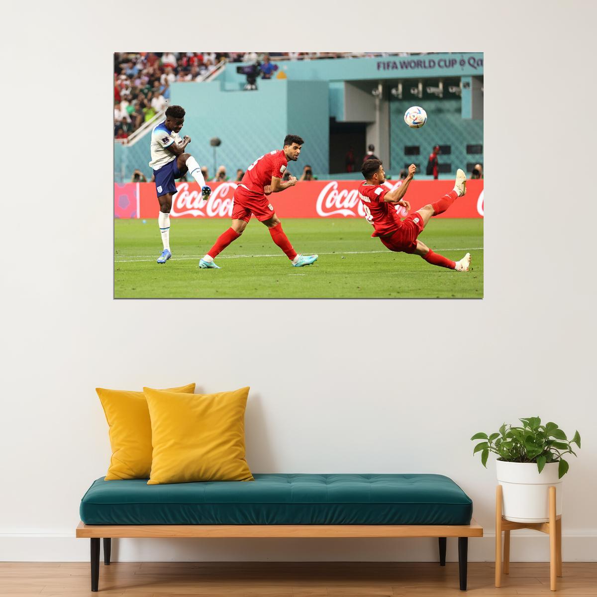 Bukayo Saka Goal England National Team World Cup Poster Wall Art Print Home Wall Decor - xonomax