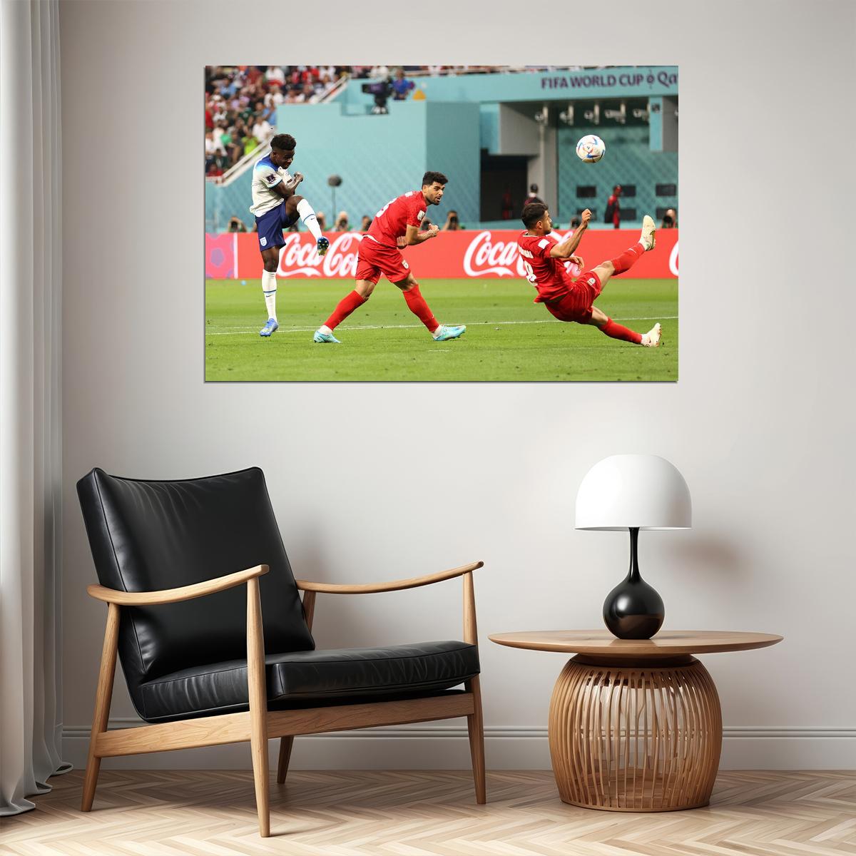 Bukayo Saka Goal England National Team World Cup Poster Wall Art Print Home Wall Decor - xonomax