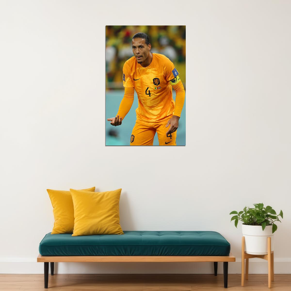 Virgil Van Dijk Netherlands World Soccer 2022 Fans Poster Wall Art Print Home Wall Decor - xonomax