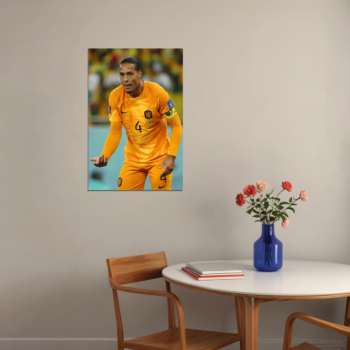 Virgil Van Dijk Netherlands World Soccer 2022 Fans Poster Wall Art Print Home Wall Decor - xonomax