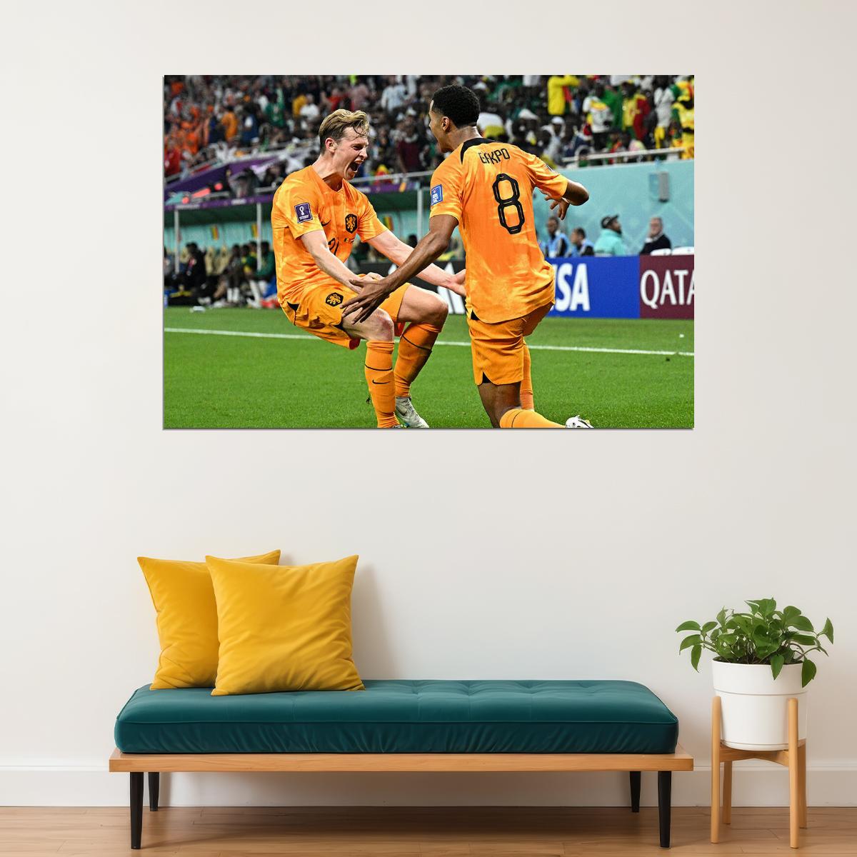 Cody Gakpo And Frenkie De Jong Netherlands World Cup Qatar Poster Wall Art Print Home Wall Decor - xonomax