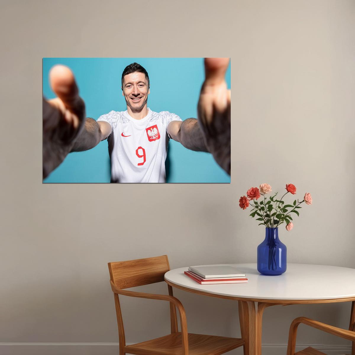 Robert Lewandowski Poland World Soccer 2022 Poster Wall Art Print Home Wall Decor