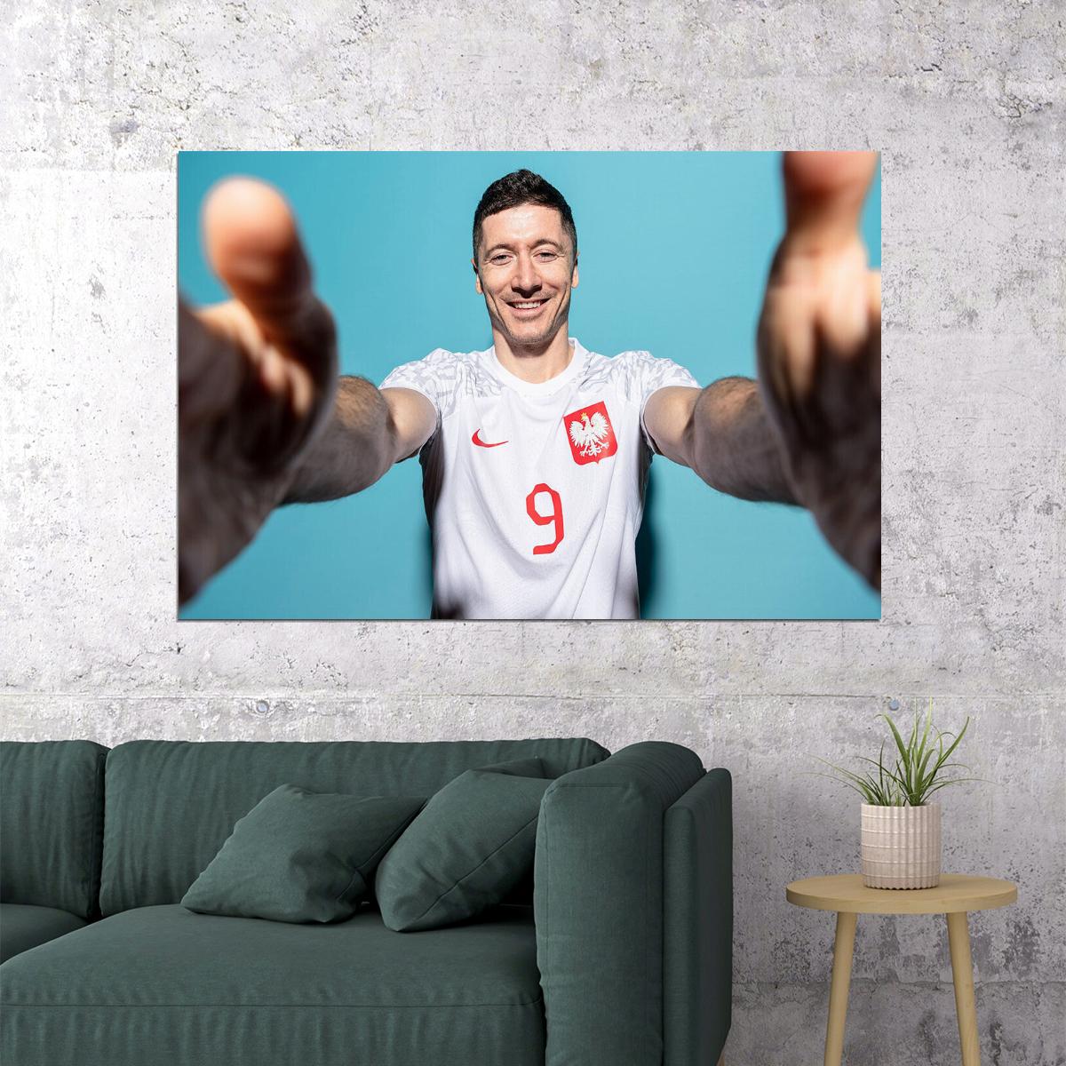 Robert Lewandowski Poland World Soccer 2022 Poster Wall Art Print Home Wall Decor