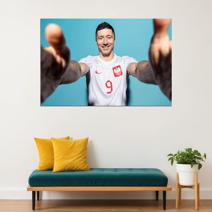 Robert Lewandowski Poland World Soccer 2022 Poster Wall Art Print Home Wall Decor