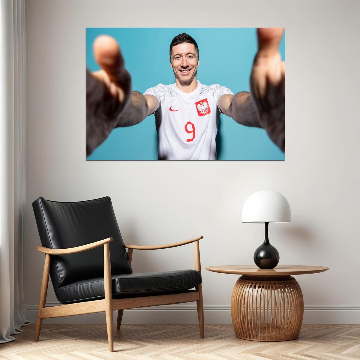 Robert Lewandowski Poland World Soccer 2022 Poster Wall Art Print Home Wall Decor