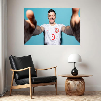 Robert Lewandowski Poland World Soccer 2022 Poster Wall Art Print Home Wall Decor