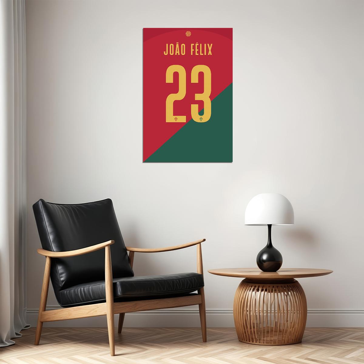 Portugal #23 Joao Felix World Soccer Championship Poster Wall Art Print Home Wall Decor - xonomax