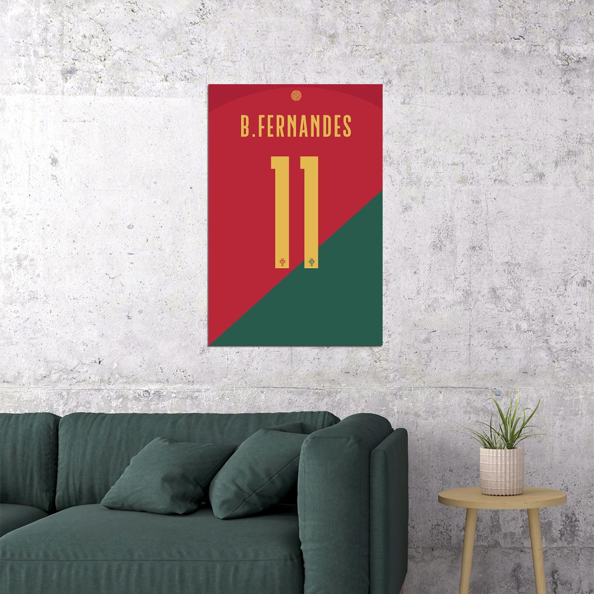 Portugal #11 Bruno Fernandes World Soccer Championship Poster Wall Art Print Home Wall Decor - xonomax
