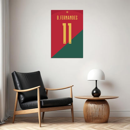Portugal #11 Bruno Fernandes World Soccer Championship Poster Wall Art Print Home Wall Decor - xonomax