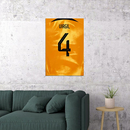 Netherlands #4 Virgil Van Dijk World Soccer Championship Poster Wall Art Print Home Wall Decor - xonomax