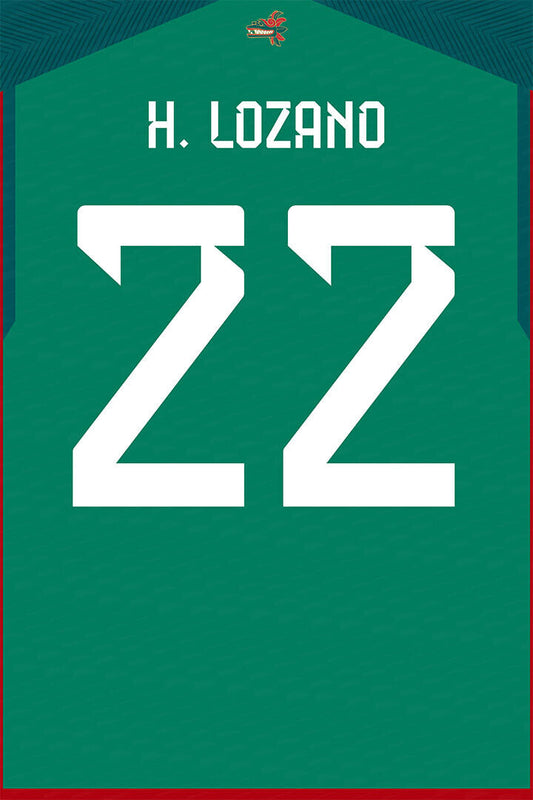 Mexico #22 Hirving Lozano World Soccer Championship Poster Wall Art Print Home Wall Decor - xonomax