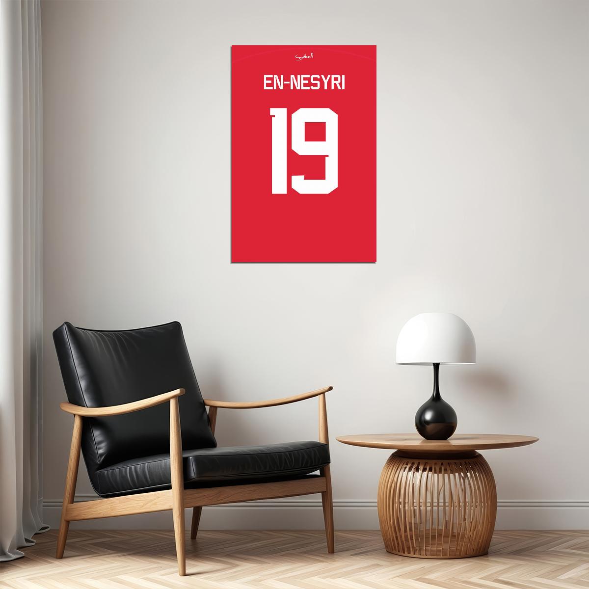 Youssef En Nesyri #19 Morocco World Soccer Championship Poster Wall Art Print Home Wall Decor