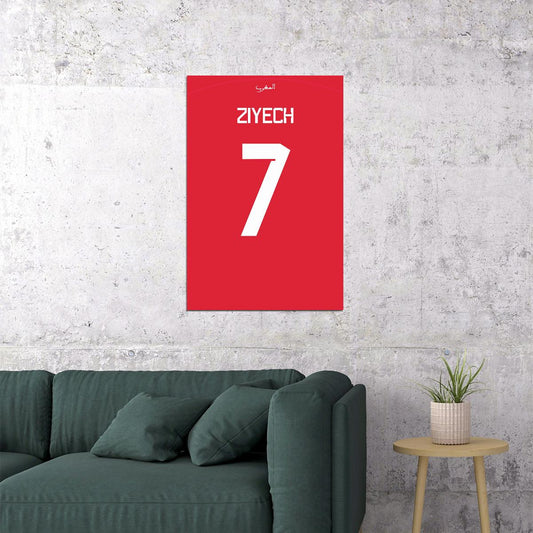 Hakim Ziyech #7 Morocco World Soccer Championship Poster Wall Art Print Home Wall Decor - xonomax