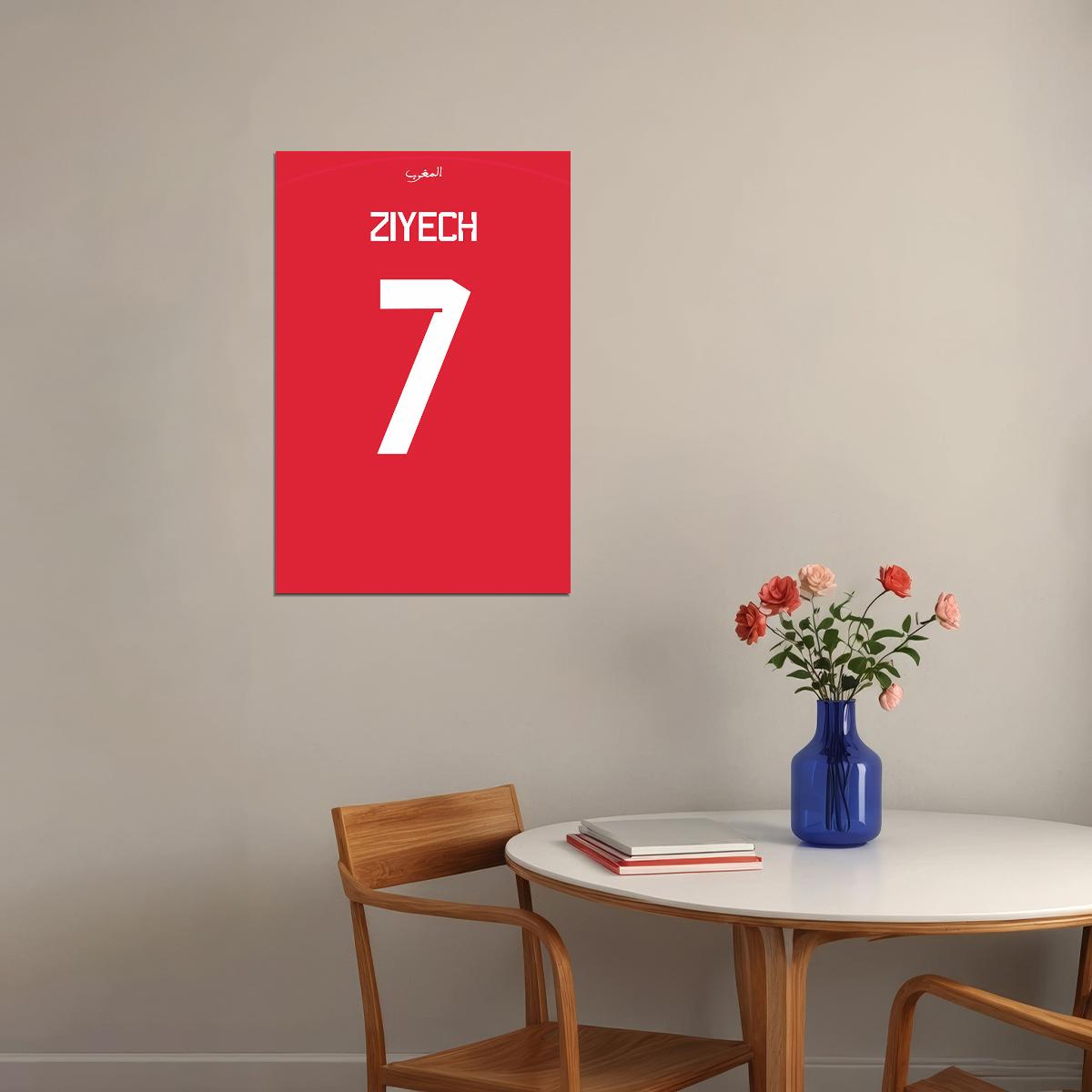 Hakim Ziyech #7 Morocco World Soccer Championship Poster Wall Art Print Home Wall Decor - xonomax