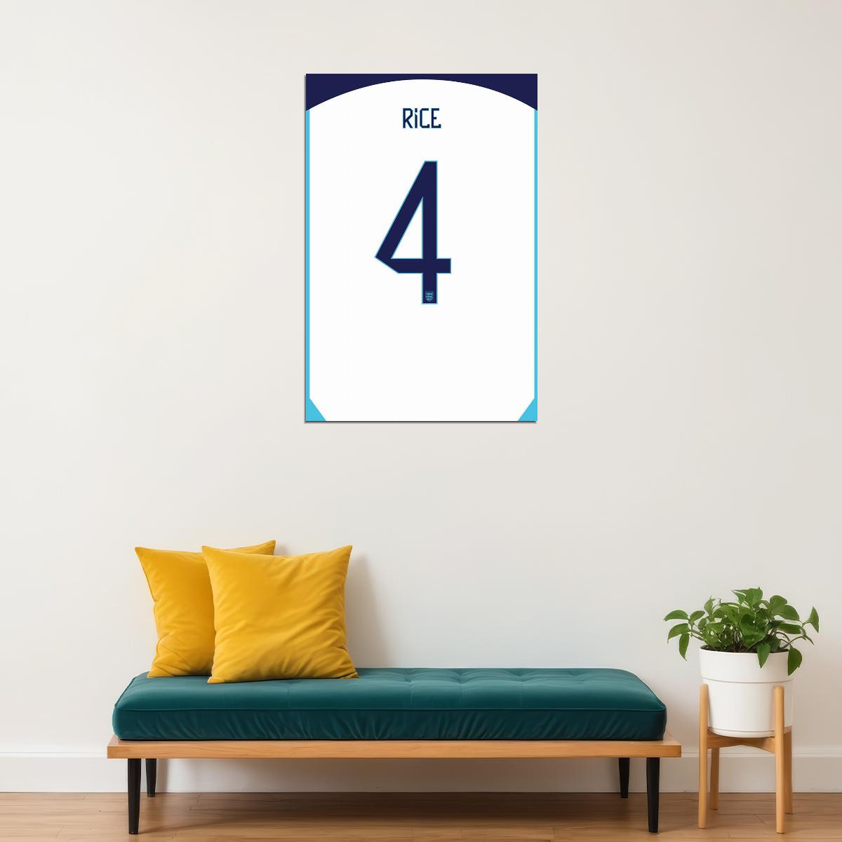 England #4 Declan Rice World Soccer Championship Poster Wall Art Print Home Wall Decor - xonomax