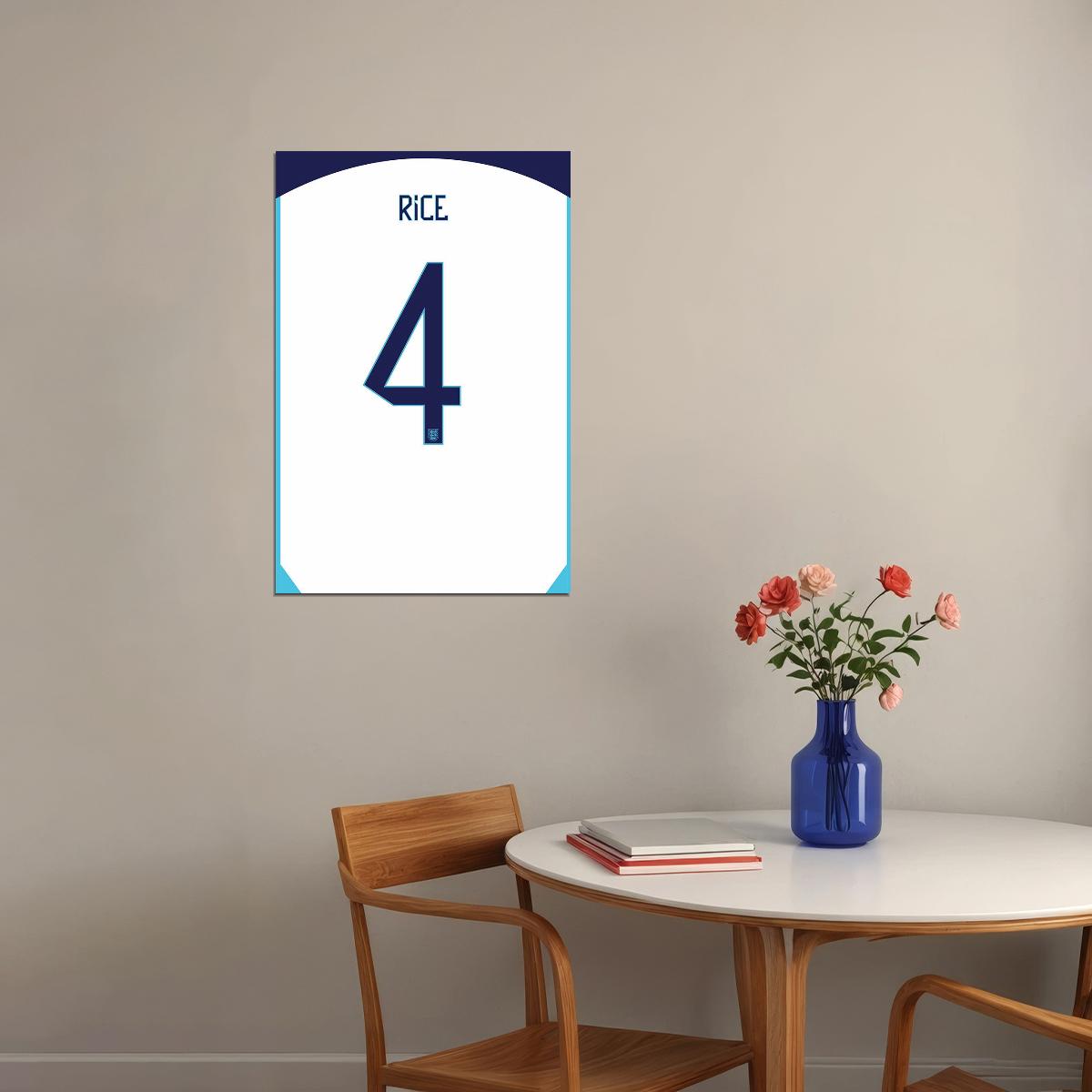 England #4 Declan Rice World Soccer Championship Poster Wall Art Print Home Wall Decor - xonomax