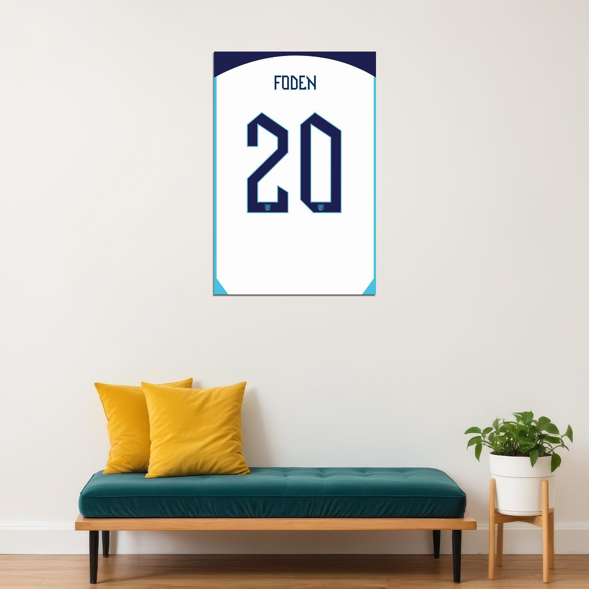Phil Foden #20 England World Soccer Championship Poster Wall Art Print Home Wall Decor - xonomax