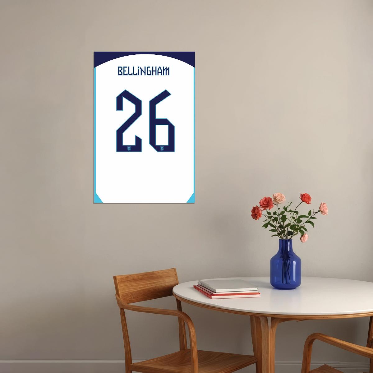 Jude Bellingham #26 England World Soccer Championship Poster Wall Art Print Home Wall Decor - xonomax