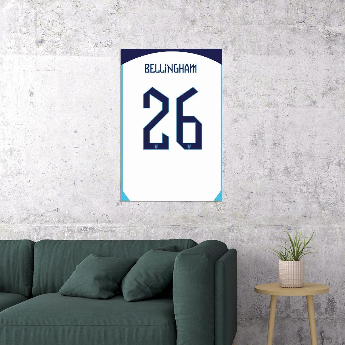 Jude Bellingham #26 England World Soccer Championship Poster Wall Art Print Home Wall Decor - xonomax