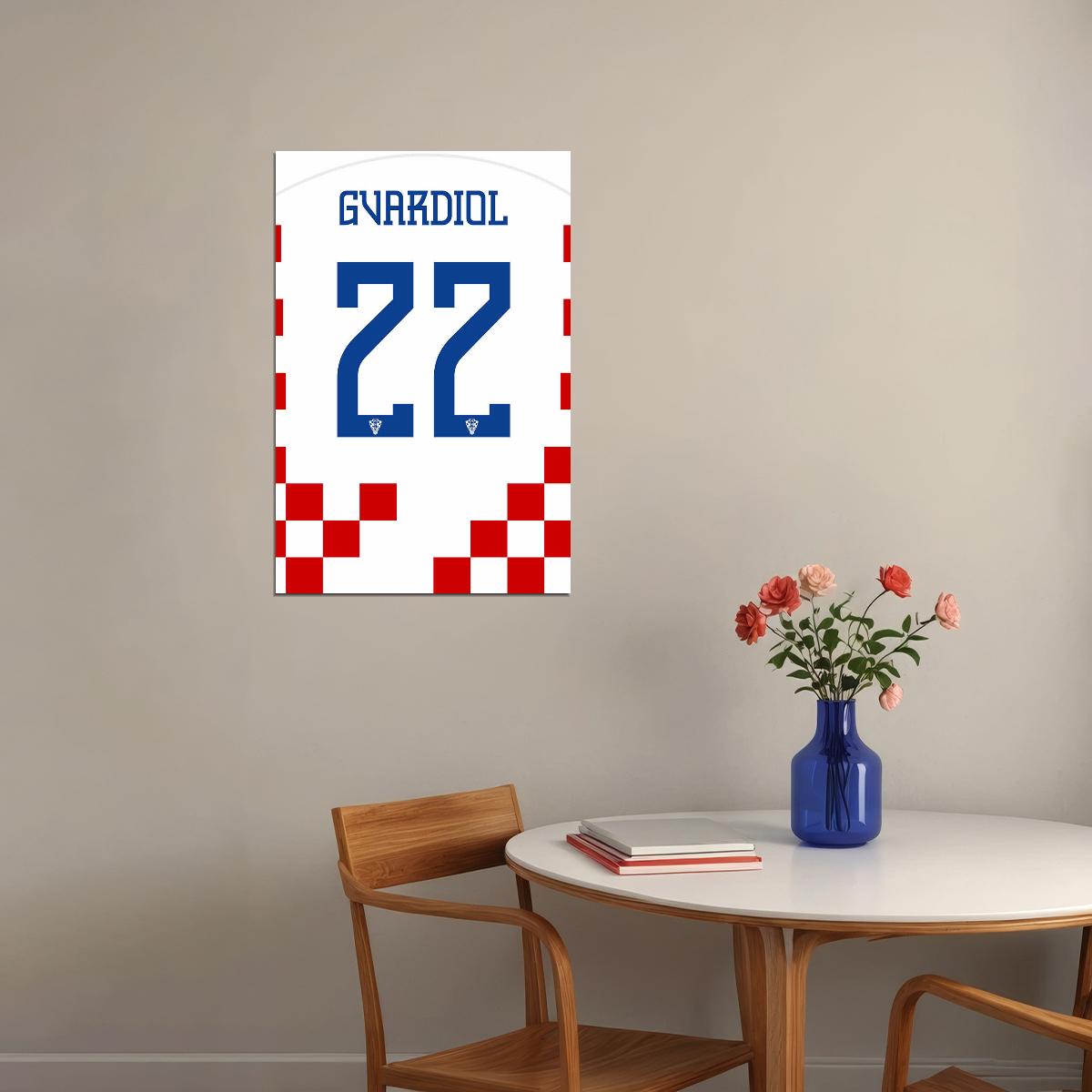 Croatia #22 Josko Gvardiol World Soccer Championship Poster Wall Art Print Home Wall Decor - xonomax