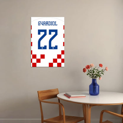 Croatia #22 Josko Gvardiol World Soccer Championship Poster Wall Art Print Home Wall Decor - xonomax