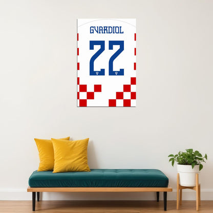 Croatia #22 Josko Gvardiol World Soccer Championship Poster Wall Art Print Home Wall Decor - xonomax