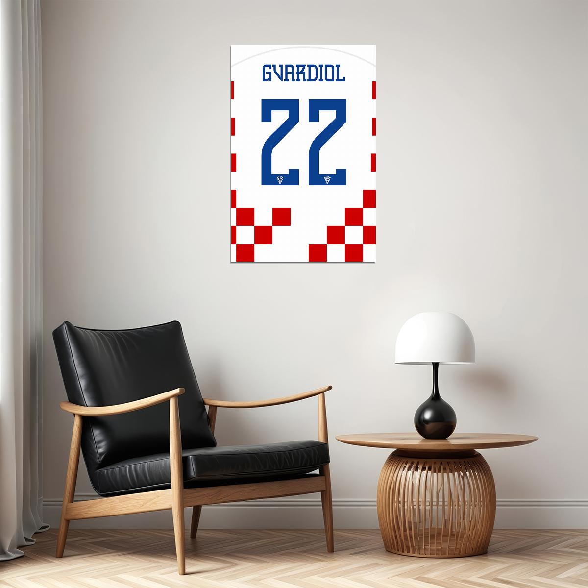 Croatia #22 Josko Gvardiol World Soccer Championship Poster Wall Art Print Home Wall Decor - xonomax