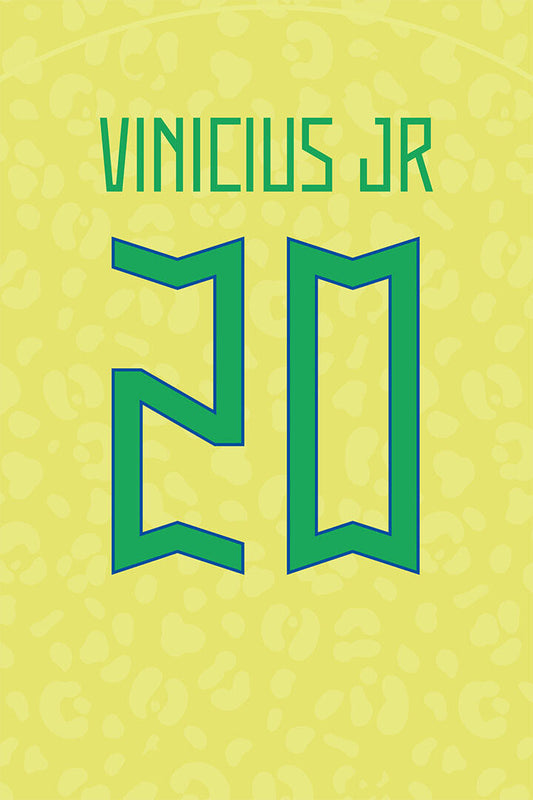 Brazil #20 Vinicius Jr World Soccer Championship Poster Wall Art Print Home Wall Decor - xonomax