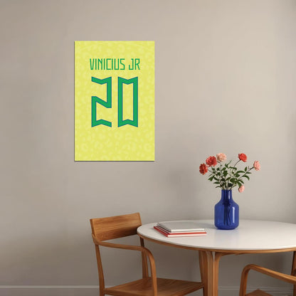 Brazil #20 Vinicius Jr World Soccer Championship Poster Wall Art Print Home Wall Decor - xonomax