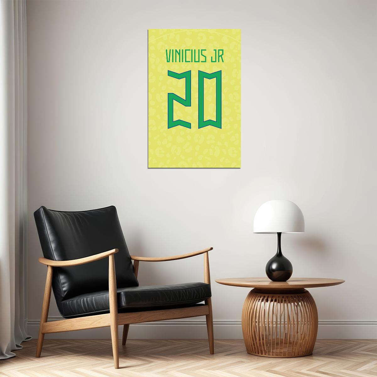 Brazil #20 Vinicius Jr World Soccer Championship Poster Wall Art Print Home Wall Decor - xonomax