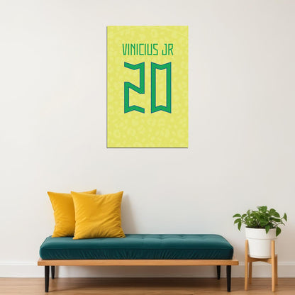 Brazil #20 Vinicius Jr World Soccer Championship Poster Wall Art Print Home Wall Decor - xonomax