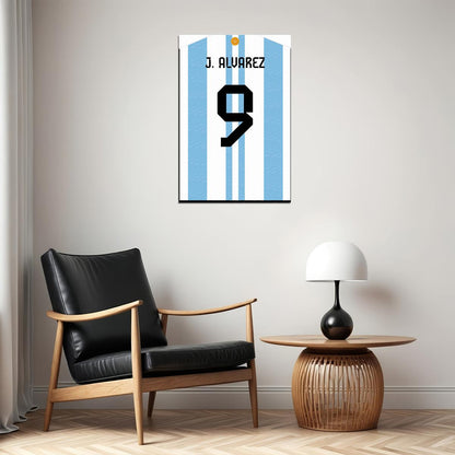 Julian Alvarez #9 Argentina World Soccer Championship Poster Wall Art Print Home Wall Decor - xonomax