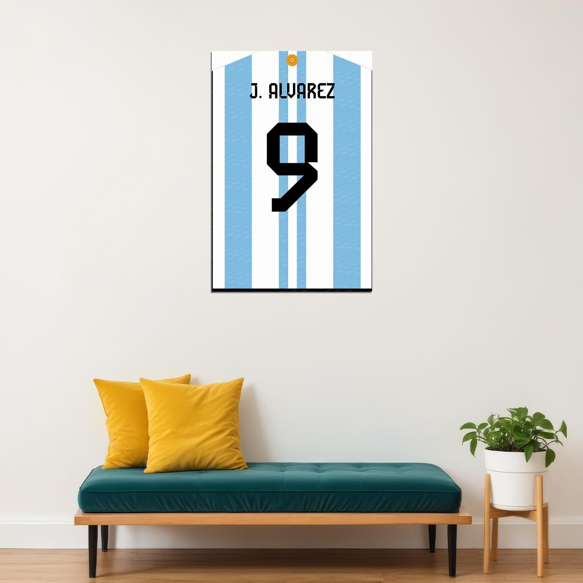 Julian Alvarez #9 Argentina World Soccer Championship Poster Wall Art Print Home Wall Decor - xonomax
