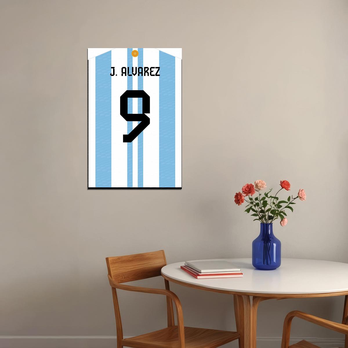 Julian Alvarez #9 Argentina World Soccer Championship Poster Wall Art Print Home Wall Decor - xonomax