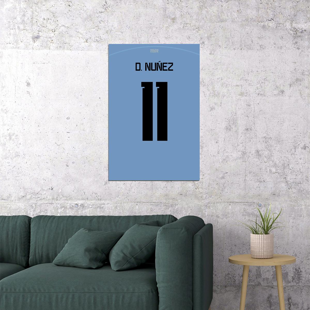 Uruguay #11 Darwin Nunez World Soccer Championship Poster Wall Art Print Home Wall Decor - xonomax