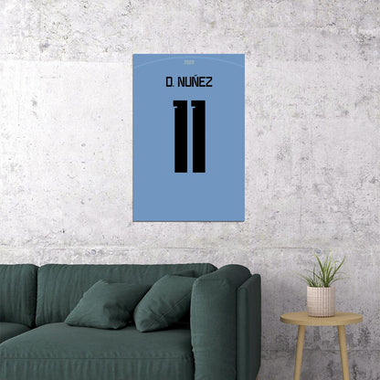 Uruguay #11 Darwin Nunez World Soccer Championship Poster Wall Art Print Home Wall Decor - xonomax