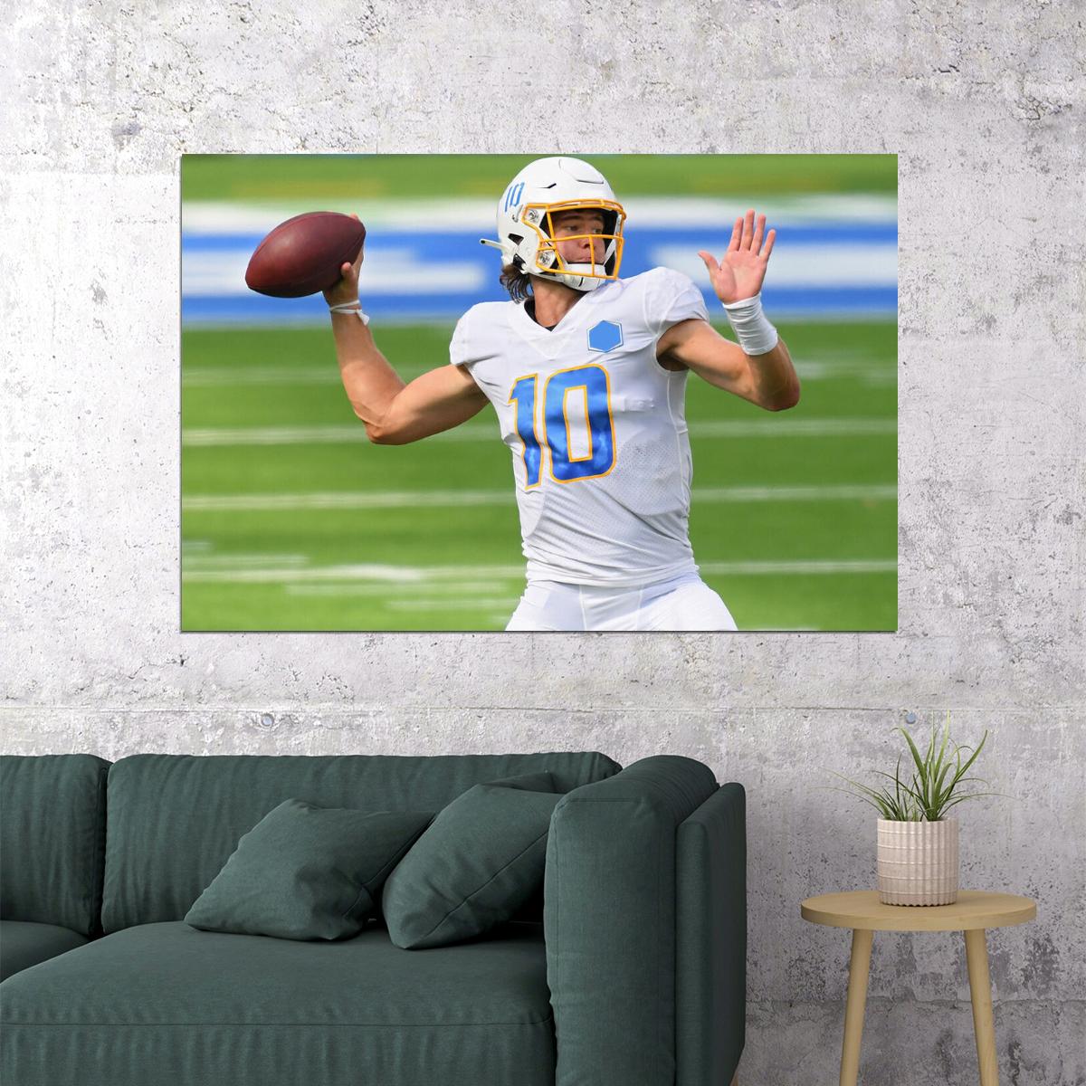 Los Angeles Chargers Justin Herbert American Football Poster Wall Art Print Home Wall Decor - xonomax